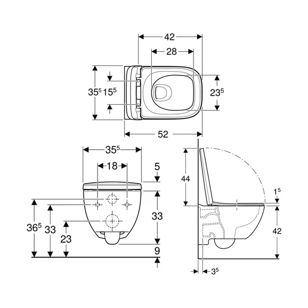 Set vas wc suspendat rimfree cu capac Geberit Selnova Square Premium [1]