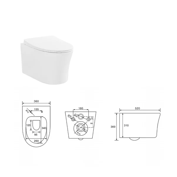 Set vas wc suspendat rimless si capac softclose Quick Release Fluminia Isolda [2]