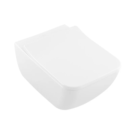 Vase WC - Set vas WC suspendat, Villeroy & Boch, Collaro, cu capac soft close și quick release, alb