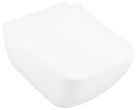 Baie - Set vas WC suspendat, Villeroy & Boch, Collaro, cu capac soft close și quick release, alb