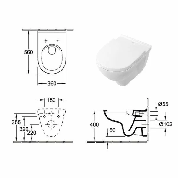 Set vas wc suspendat Villeroy&Boch O.Novo Direct Flush cu capac soft close [4]