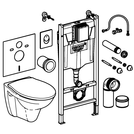 Set WC Grohe 39419000, 156 mm, 197 mm, 90, 110 mm, 180, 230 mm, 531 mm, 368 mm, 2 moduri spalare, Lucios [7]