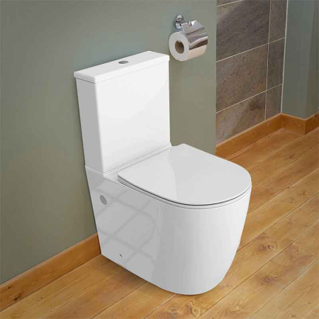 Baie - Set WC monobloc, Spectrum, Robin 2.0, Tornado Flush, cu capac și rezervor, alb