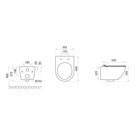 Set WC suspendat Spectrum, Trendi Slim, rimless, cu capac, 36.5 x 49 cm, alb-auriu [3]