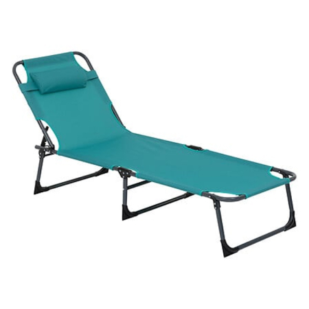 Gradina & balcon - Sezlong 5Five Beach Chair, cadru metalic, pliere compacta, 173x56x27 cm, albastru turcoaz