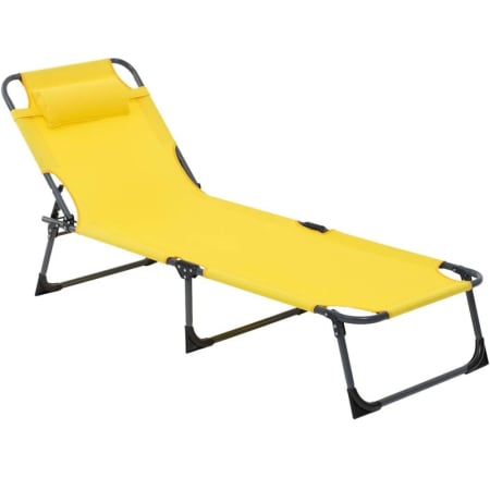 Gradina - Sezlong 5Five Beach Chair, cadru metalic, pliere compacta, 173x56x27 cm, galben