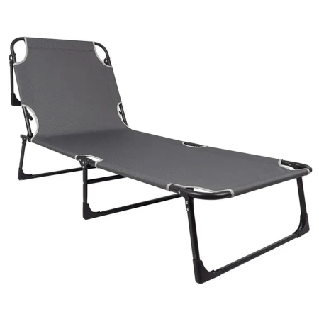 Gradina & balcon - Sezlong 5Five Beach Chair, cadru metalic, pliere compacta, 173x56x27 cm, gri