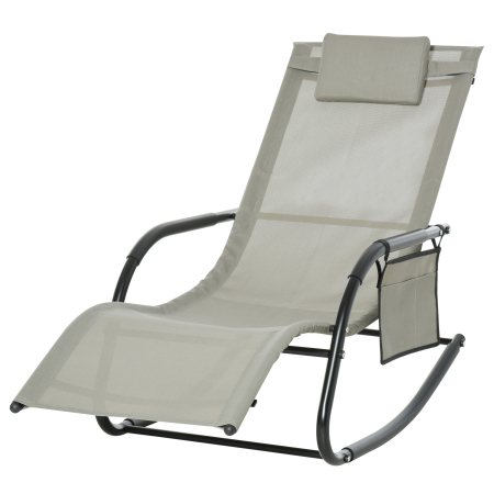 Mobilier gradina si terasa -  Sezlong Balansoar de Gradina cu buzunar lateral si pernuta, in Metal 62L x 88L x 165Hcm