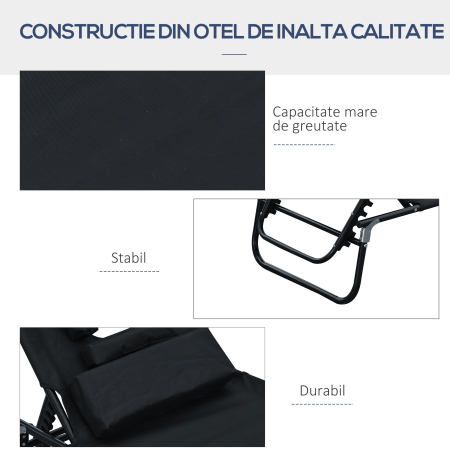  sezlong cu decupaj pentru fata,190x56x28 cm, negru [5]