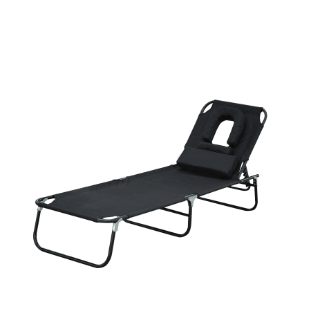 Mobilier gradina si terasa -  sezlong cu decupaj pentru fata,190x56x28 cm, negru