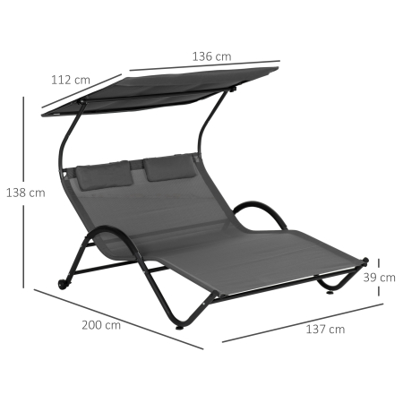  sezlong cu Parasolar - 2 Persoane [2]