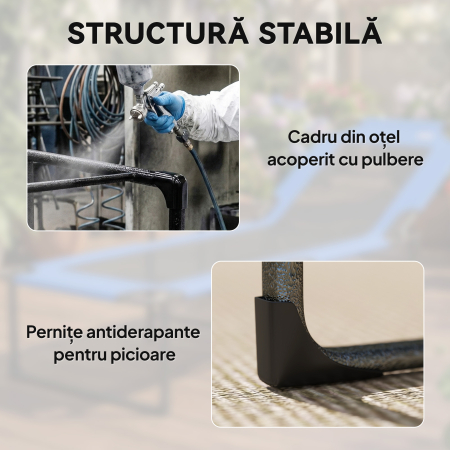  sezlong de Exterior Reglabil 4 Pozitii, Scaun Pliabil cu Maner, Gri. [6]