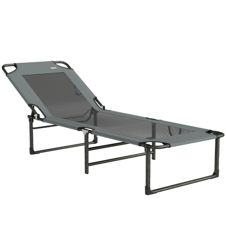 Mobilier gradina si terasa -  sezlong de Exterior Reglabil 4 Pozitii, Scaun Pliabil cu Maner, Gri.