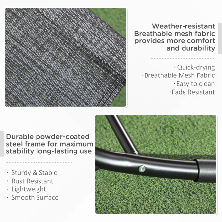  sezlong de Gradina Balansoar cu Gravitatie Zero, sezlong Impermeabil cu Tetiera, 155x61x88 cm, Gri [5]