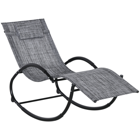 Mobilier gradina si terasa -  sezlong de Gradina Balansoar cu Gravitatie Zero, sezlong Impermeabil cu Tetiera, 155x61x88 cm, Gri