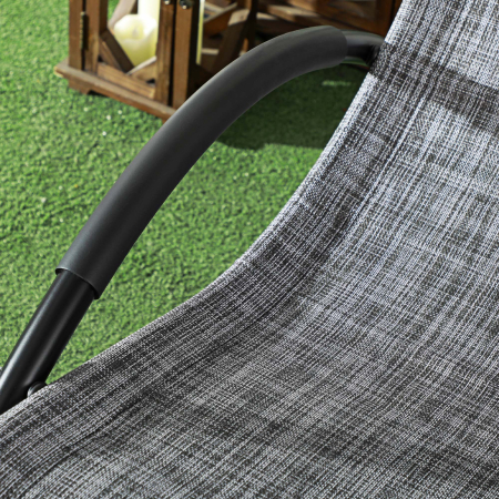  sezlong de Gradina Balansoar cu Gravitatie Zero, sezlong Impermeabil cu Tetiera, 155x61x88 cm, Gri [8]