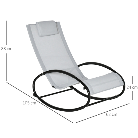  Sezlong de Gradina cu Gravitate Zero, Balansoar Ergonomic cu Perna si Tesatura Respirabila pentru Interior si Exterior, Gri [2]