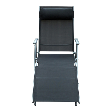  sezlong de Gradina Pliabil cu Perna si Spatar cu 7 Pozitii de inclinare, 137x63.5x100.5 cm, Negru [6]