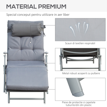  Sezlong de Gradina Pliabil cu Saltea Spatar 7 Pozitii de Inclinare [6]