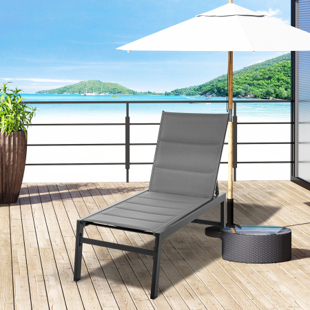  Sezlong de Gradina Reclinabil pe 5 Niveluri, cu Acoperire Captusita [1]