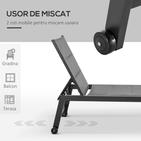  Sezlong de Gradina Reclinabil pe 5 Niveluri, cu Acoperire Captusita [5]