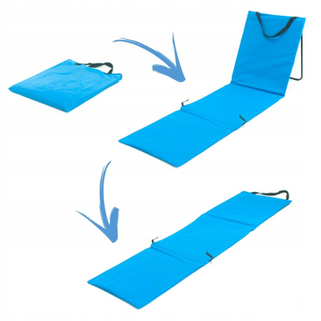 Sezlong de plaja pliabil, spatar cu cadru metalic, reglabil, 150x47x48 cm, albastru [4]