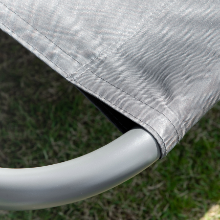  sezlong Dublu de Gradina cu 2 Locuri si Parasolar Reglabil, 200x175x134 cm, Gri [7]