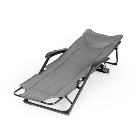 Sezlong gradina pliabil 2 in 1 cu suport telefon si buzunar lateral, material moale matlasat, maxim 150 kg, 180x63x90 cm, gri [4]