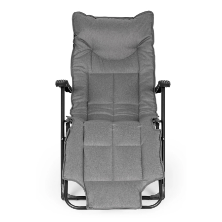 Sezlong gradina pliabil 2 in 1 cu suport telefon si buzunar lateral, material moale matlasat, maxim 150 kg, 180x63x90 cm, gri [3]