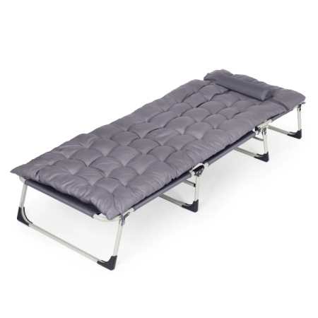 Sezlong gradina pliabil cu saltea groasa si perna, spatar reglabil, maxim 120 kg, 67x193x77 cm, gri [6]