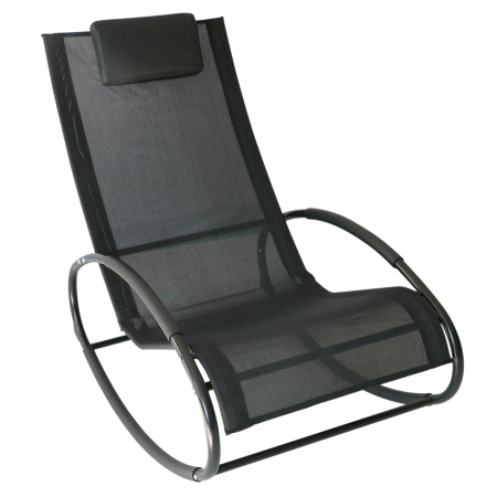 Mobilier gradina si terasa -  Sezlong Leagan pentru Extern in Otel Invelit in Textilen, Negru