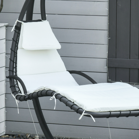  Sezlong Leagan Suspendat Relax sezlong de Lux cu Acoperis, Crem [8]