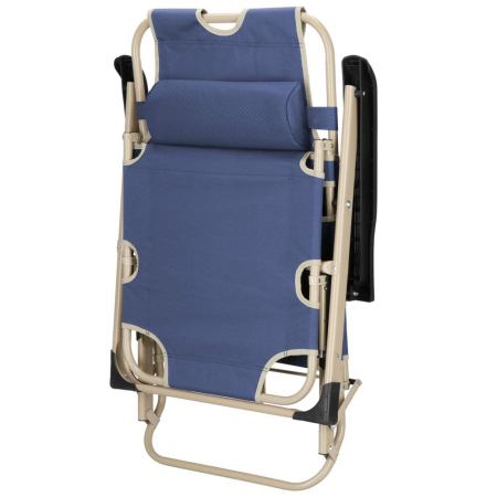 Sezlong metalic reglabil pe pozitii, cu perna si tetiera, 120kg, albastru [1]
