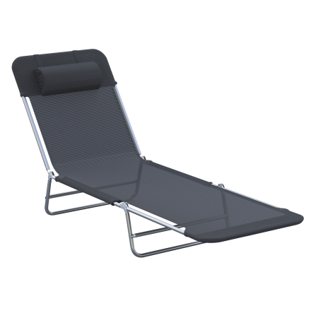 Mobilier gradina si terasa -  Sezlong pentru Bronzat Pliabil si Reclinabil, negru