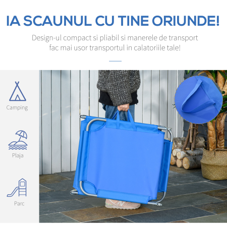  Sezlong pentru Gradina Pliabil din Metal si Tesut Oxford Respirabil [4]