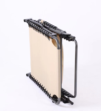 Sezlong pliabil 190x58x30 cm, cu spatar reglabil, perna si buzunar lateral, cadru metalic, crem [2]