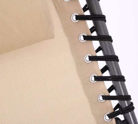 Sezlong pliabil 190x58x30 cm, cu spatar reglabil, perna si buzunar lateral, cadru metalic, crem [4]