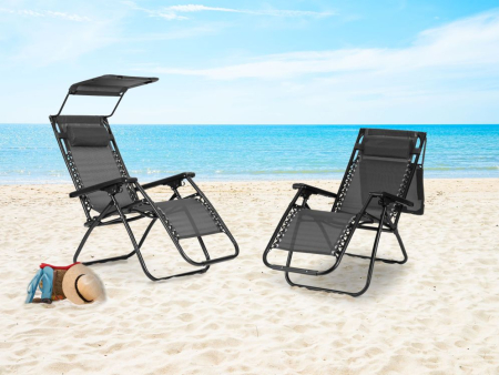 Sezlong pliabil 86x67x120 cm, zero gravity, copertina reglabila, spatar 3 pozitii, cadru otel si material impermeabil, gri [2]