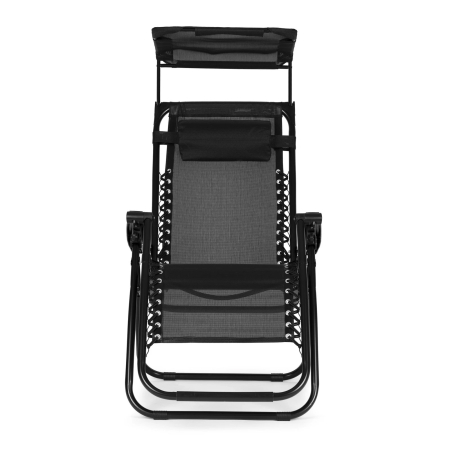 Sezlong pliabil 86x67x120 cm, zero gravity, copertina reglabila, spatar 3 pozitii, cadru otel si material impermeabil, negru [2]