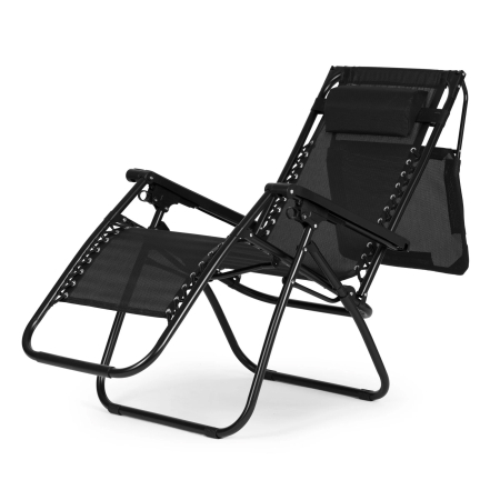 Sezlong pliabil 86x67x120 cm, zero gravity, copertina reglabila, spatar 3 pozitii, cadru otel si material impermeabil, negru [3]