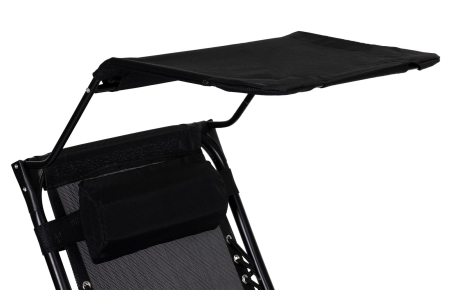 Sezlong pliabil 86x67x120 cm, zero gravity, copertina reglabila, spatar 3 pozitii, cadru otel si material impermeabil, negru [6]