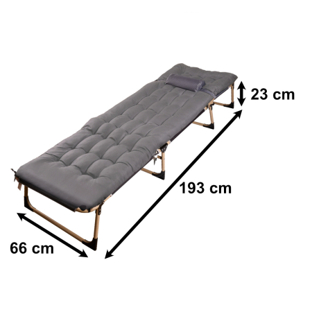 Sezlong pliabil cu 4 trepte, reglaj spatar, otel si material Oxford, 193x66x23 cm, gri [4]