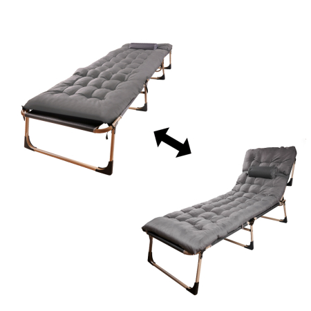 Sezlong pliabil cu 4 trepte, reglaj spatar, otel si material Oxford, 193x66x23 cm, gri [5]