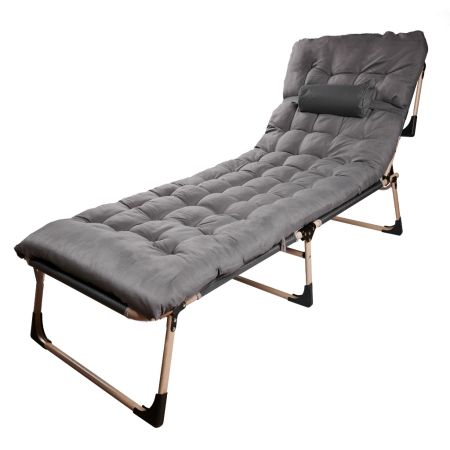 Gradina - Sezlong pliabil cu 4 trepte, reglaj spatar, otel si material Oxford, 193x66x23 cm, gri
