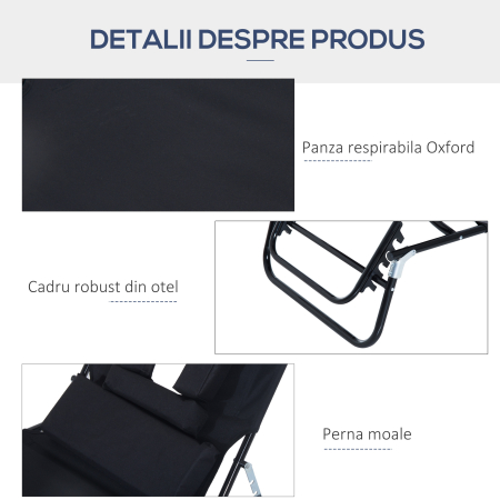  Sezlong Pliabil cu Orificiu pentru Fata si Perne, din Otel si Tesatura Oxford [5]