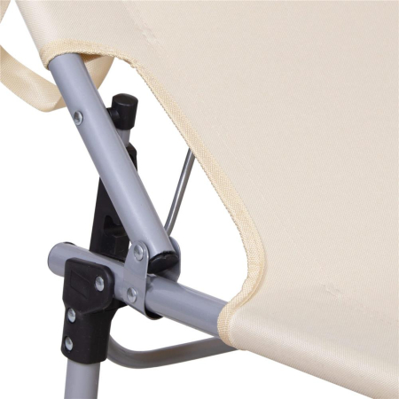 Sezlong pliabil cu parasolar, 188x57x38cm, sarcina 120kg, crem [5]