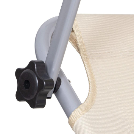 Sezlong pliabil cu parasolar, 188x57x38cm, sarcina 120kg, crem [6]