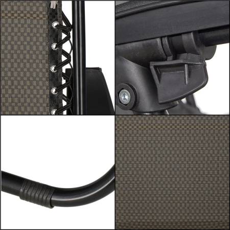 Sezlong pliabil cu parasolar si suport pahare, spatar blocare pozitie, textilene impermeabil, max 130 kg, 77x110x175 cm, maro [22]