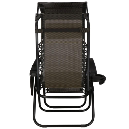 Sezlong pliabil cu parasolar si suport pahare, spatar blocare pozitie, textilene impermeabil, max 130 kg, 77x110x175 cm, maro [10]