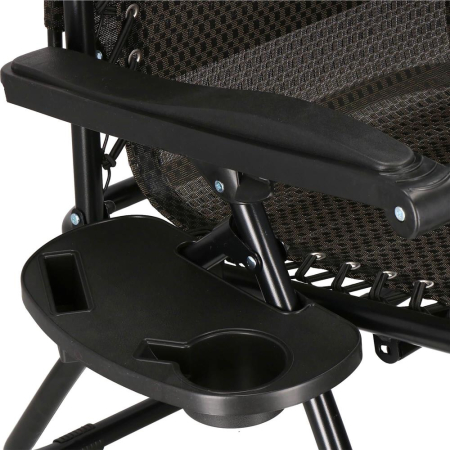 Sezlong pliabil cu parasolar si suport pahare, spatar blocare pozitie, textilene impermeabil, max 130 kg, 77x110x175 cm, maro [2]